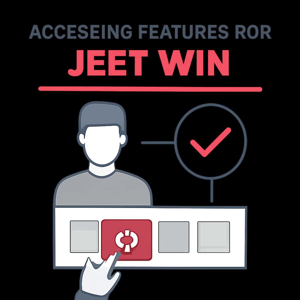 Illustration detailing the features of the Jeet Win platform.