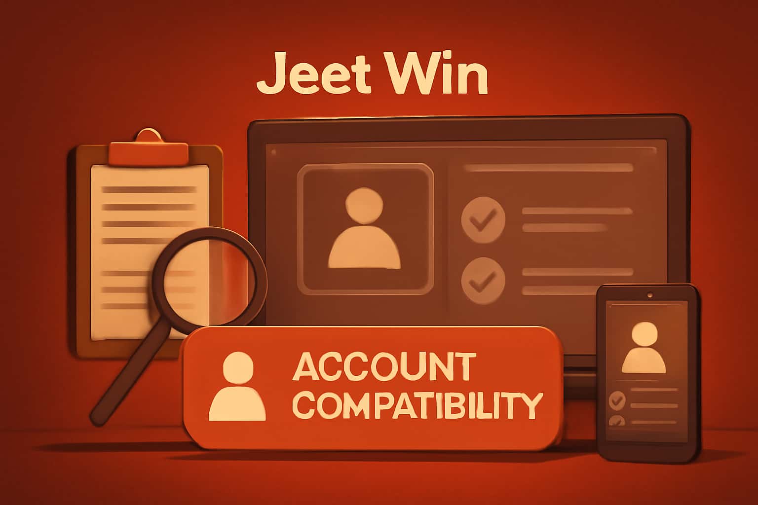 A professional informational graphic related to account compatibility for Jeet Win.
