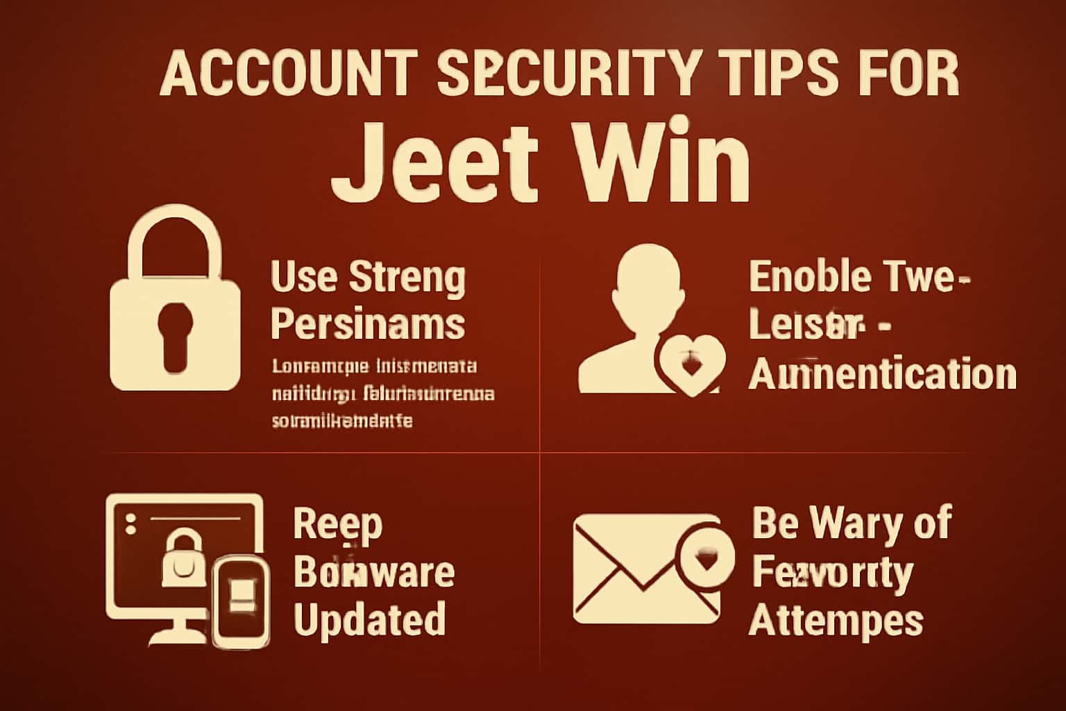 An informative graphic illustrating account security measures for Jeet Win, featuring the text 'Jeet Win' prominently.