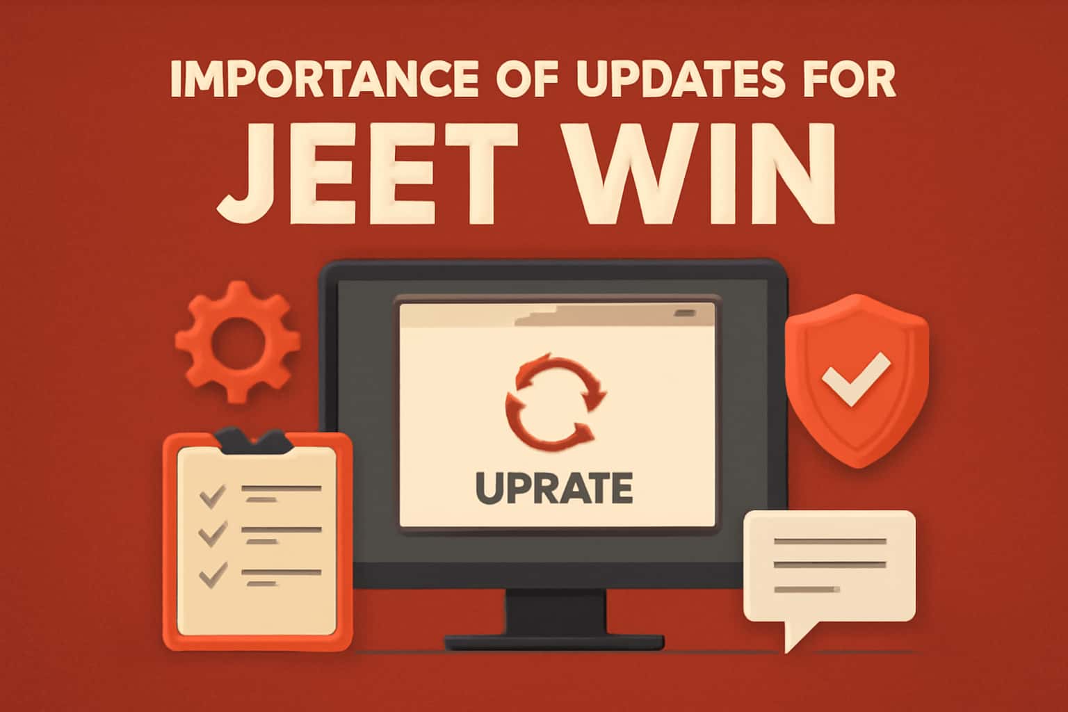 A high-tech scene illustrating the significance of updates for the Jeet Win app, with the text 'Jeet Win' prominently displayed.