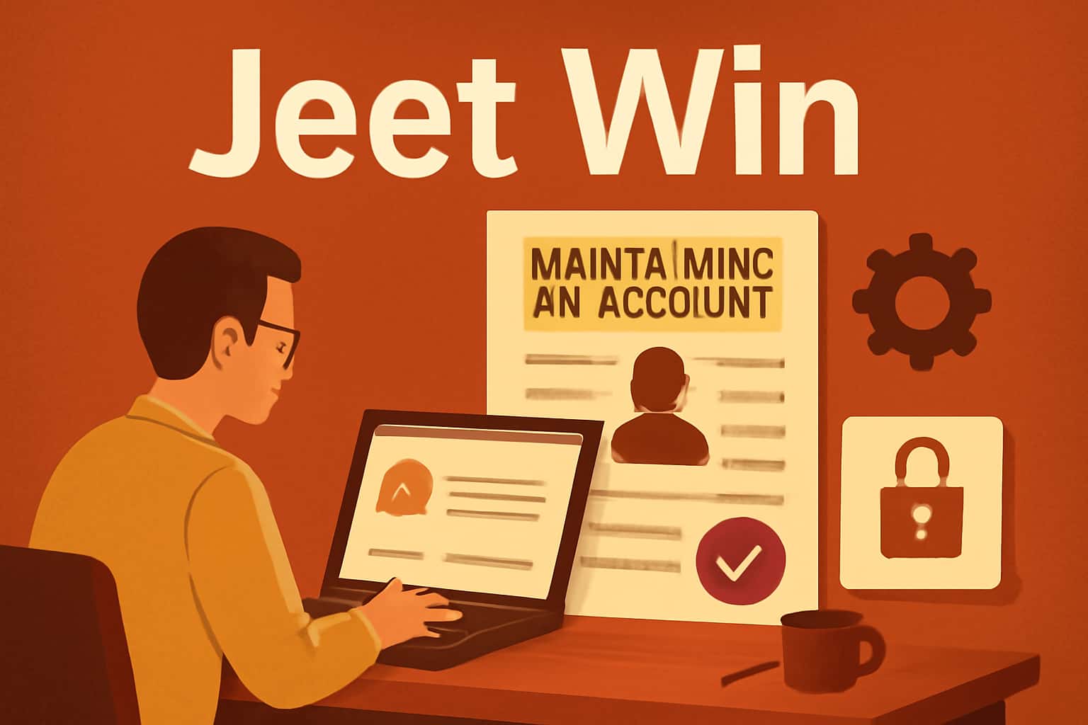 An informational scene about maintaining an account for Jeet Win with the text prominently displayed.