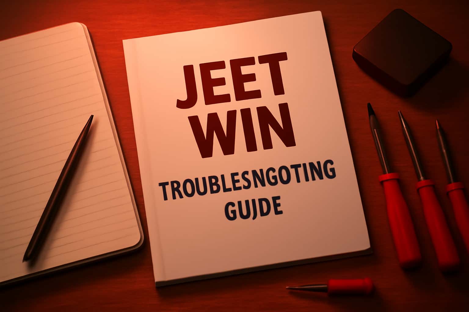 An informative scene depicting the Jeet Win Troubleshooting Guide with relevant context.