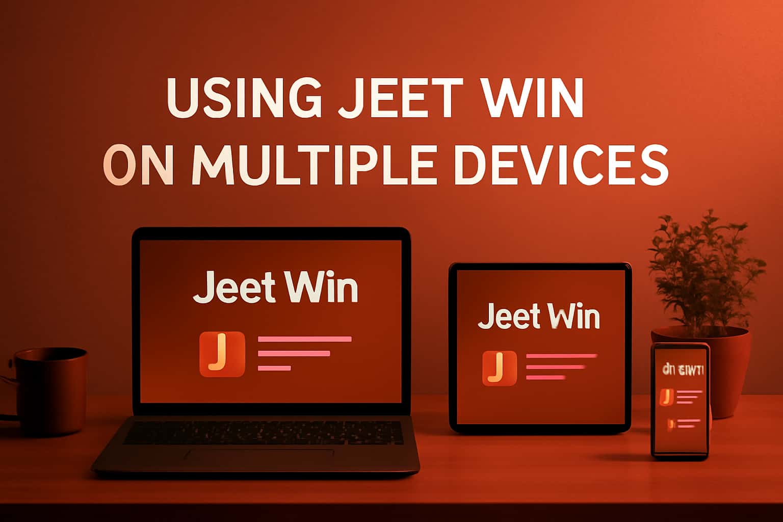 An illustrative scene showing various devices accessing Jeet Win.